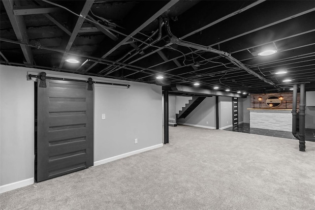 basement with carpet