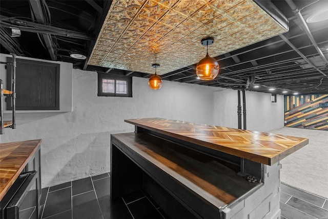 kitchen with butcher block counters