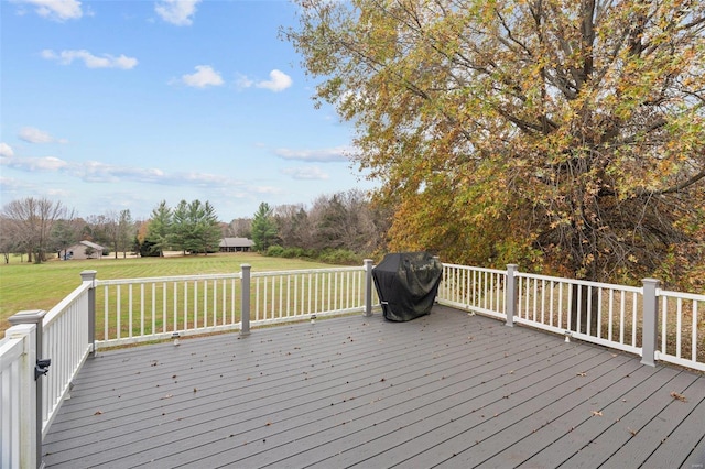 deck featuring a yard