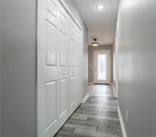 doorway featuring light hardwood / wood-style floors