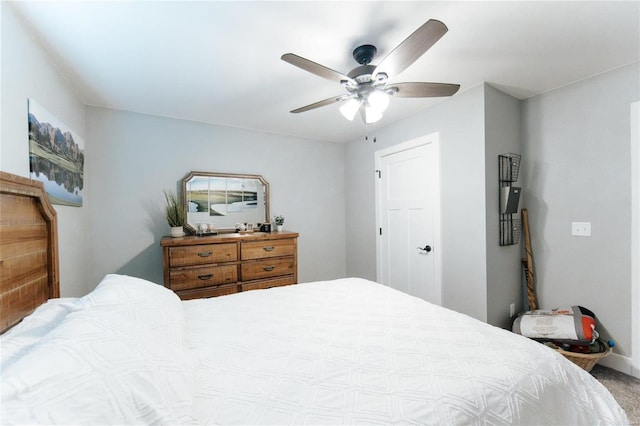 bedroom featuring ceiling fan