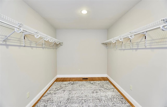 walk in closet featuring wood-type flooring