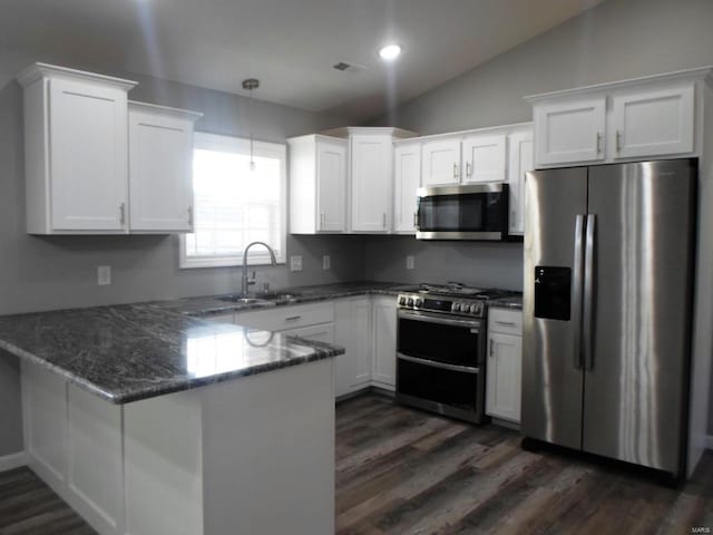 kitchen with white cabinets and stainless steel appliances