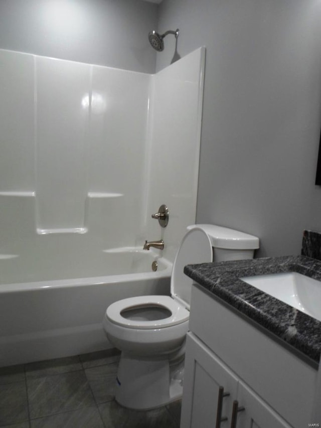 full bathroom featuring vanity, toilet, and tub / shower combination