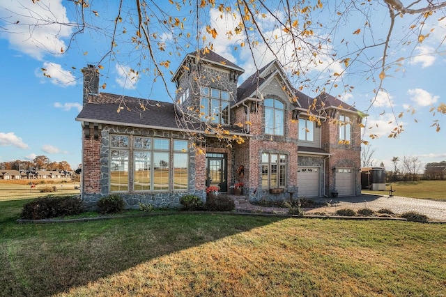 view of front of home with a garage and a front yard