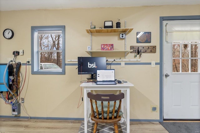 office area featuring wood-type flooring