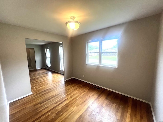 spare room featuring wood-type flooring