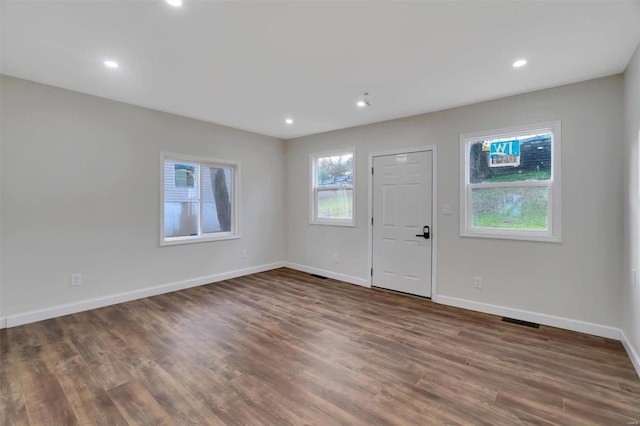 entrance foyer with dark wood-type flooring