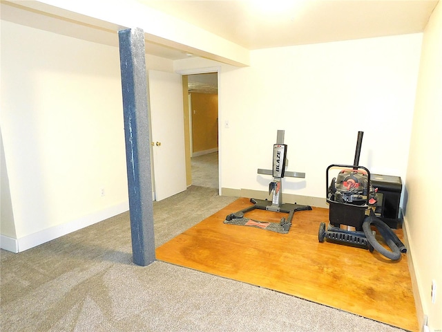 exercise room with carpet