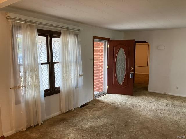 entrance foyer featuring carpet floors