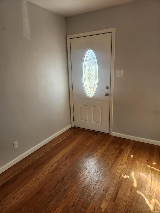 entryway with wood-type flooring