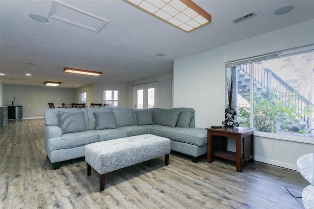 living room featuring hardwood / wood-style flooring