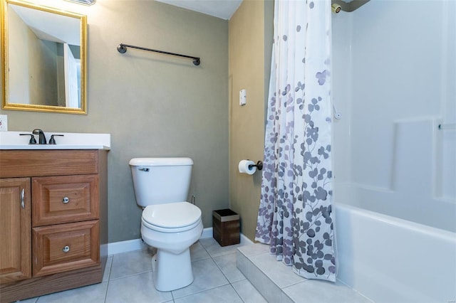 bathroom with tile patterned flooring, vanity, and toilet