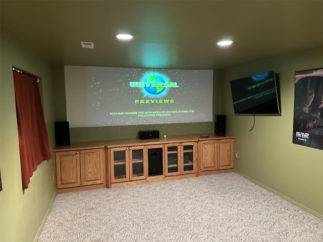 view of carpeted home theater room