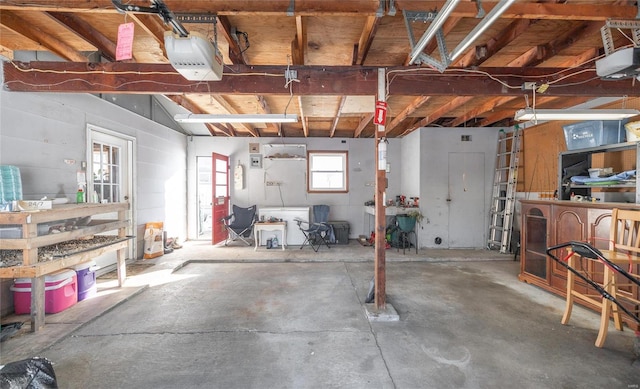 garage with a garage door opener