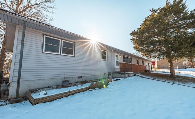 view of snow covered exterior