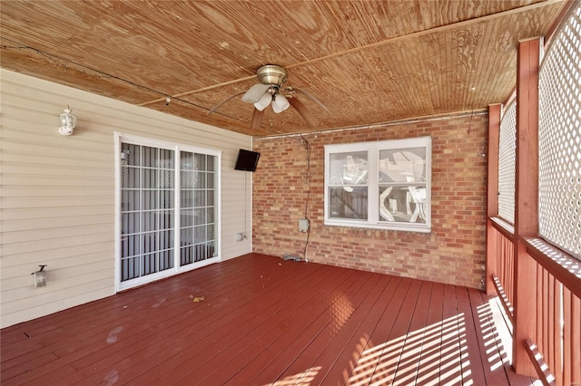 wooden terrace with ceiling fan