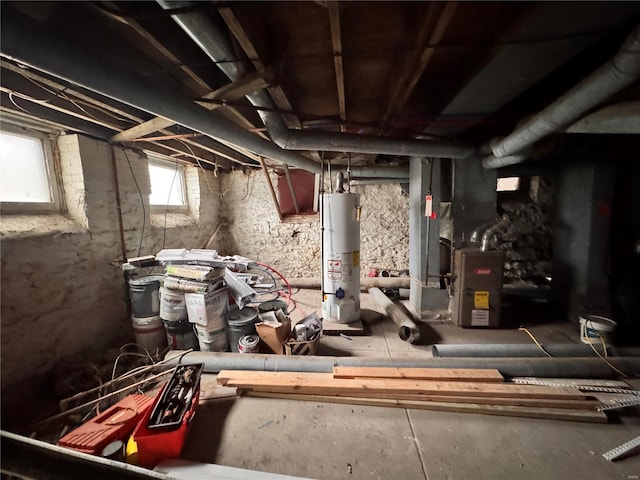 basement with water heater