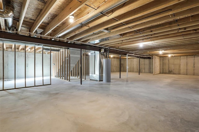 basement with gas water heater