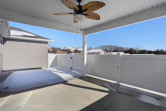 view of patio / terrace featuring ceiling fan