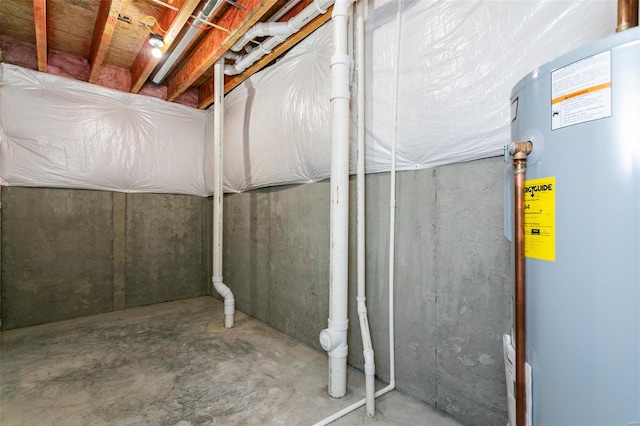 basement with electric water heater