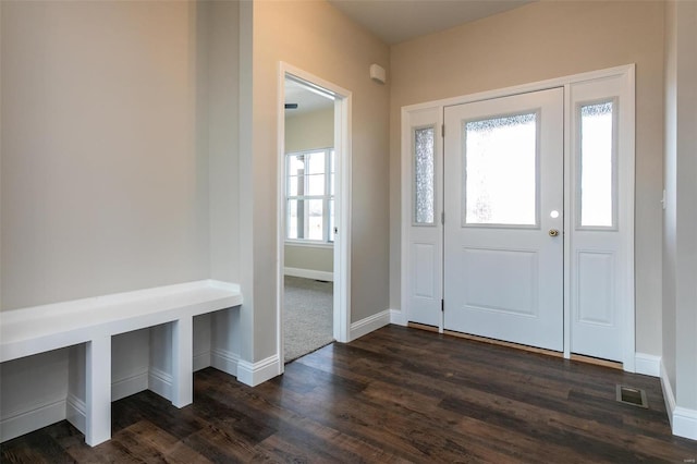 entryway featuring dark wood-type flooring