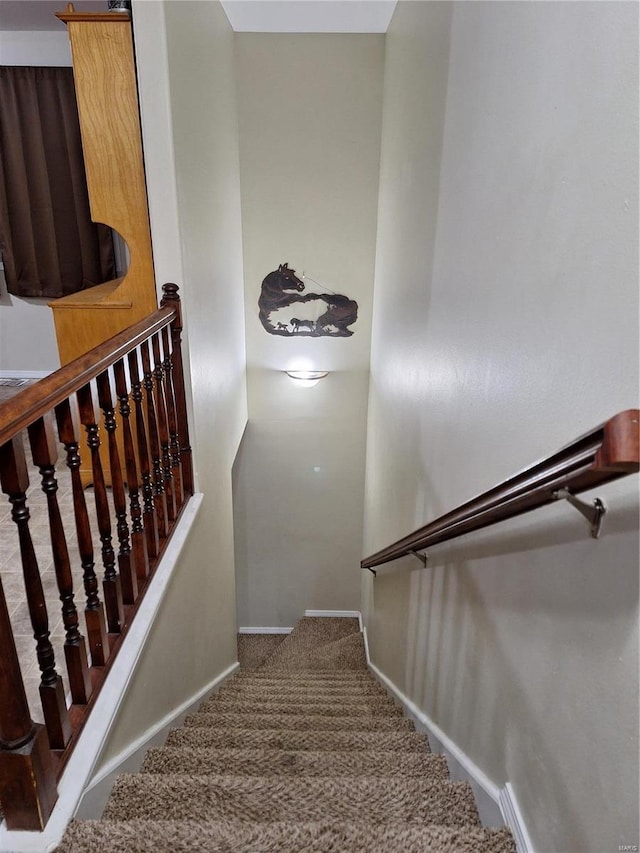 stairway with carpet floors