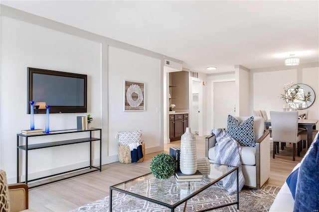 living room featuring light hardwood / wood-style flooring