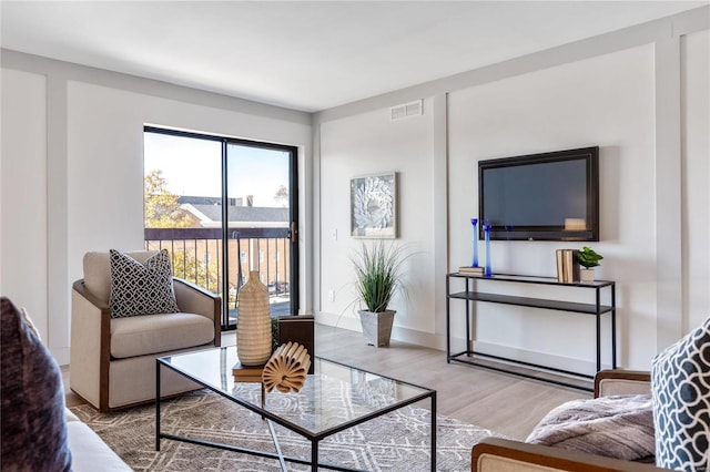 living room featuring light hardwood / wood-style flooring