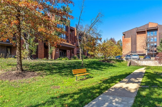 view of home's community with a lawn