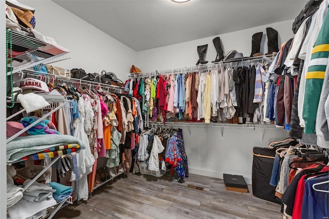 walk in closet featuring hardwood / wood-style flooring