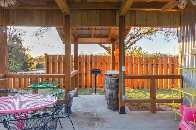 view of patio with ceiling fan