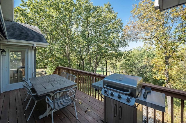 wooden deck with area for grilling