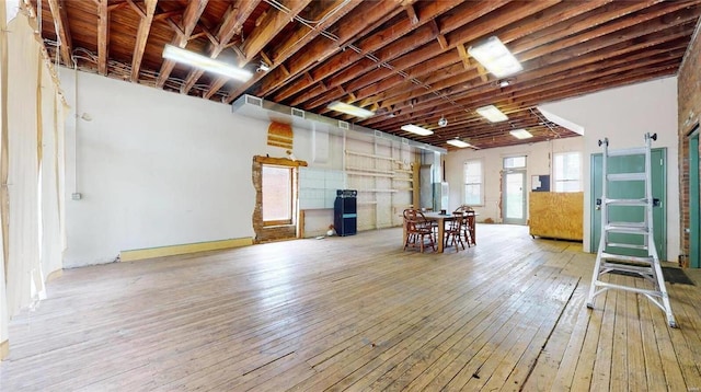 basement with light wood-type flooring