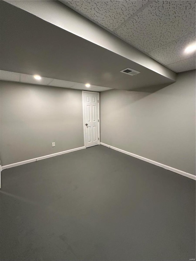 basement with a drop ceiling