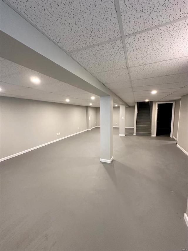 basement with a drop ceiling