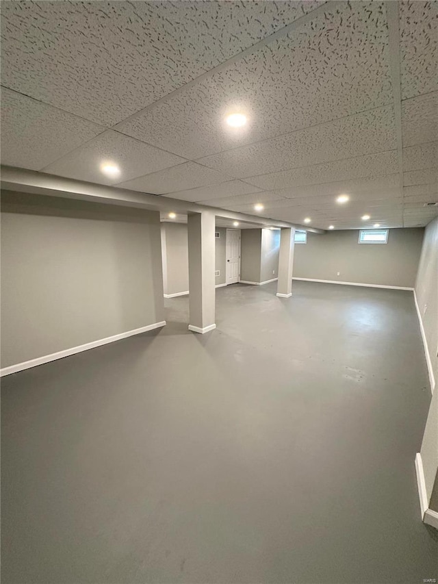 basement with a drop ceiling