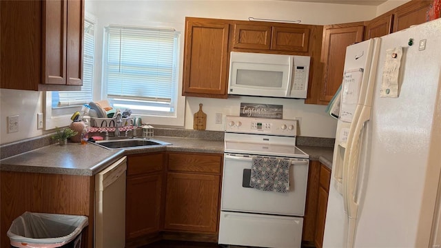 kitchen with white appliances and sink