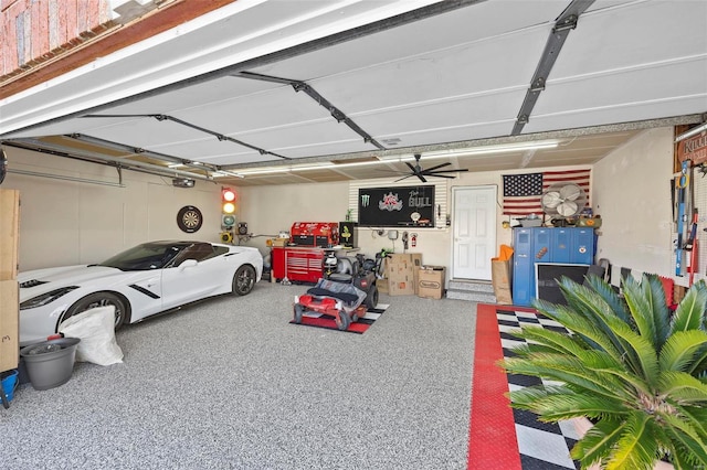 garage with a garage door opener