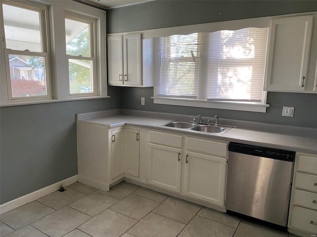 kitchen featuring sink, white cabinets, and stainless steel dishwasher