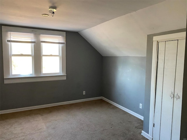 bonus room with carpet and lofted ceiling