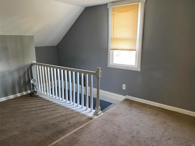 additional living space with carpet and vaulted ceiling