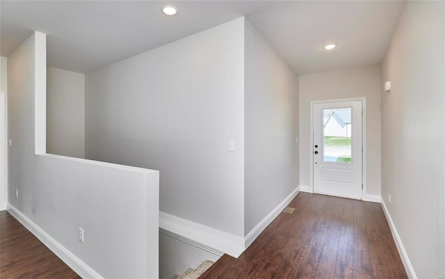 entrance foyer with dark wood-type flooring