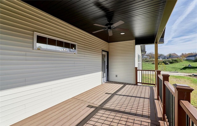 deck featuring ceiling fan