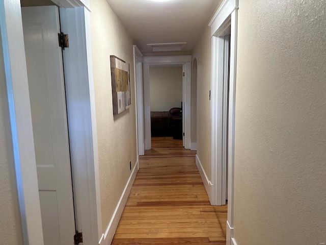 corridor with light wood-type flooring