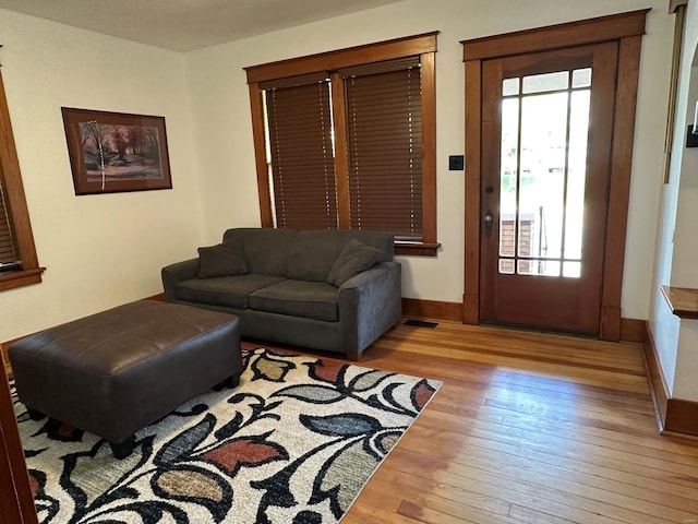 living room featuring light hardwood / wood-style flooring