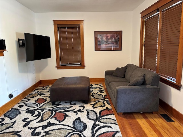 living room with light wood-type flooring