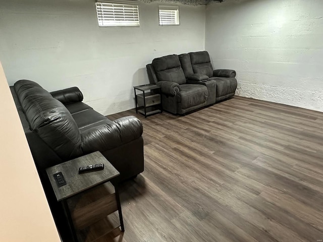 living room with wood-type flooring