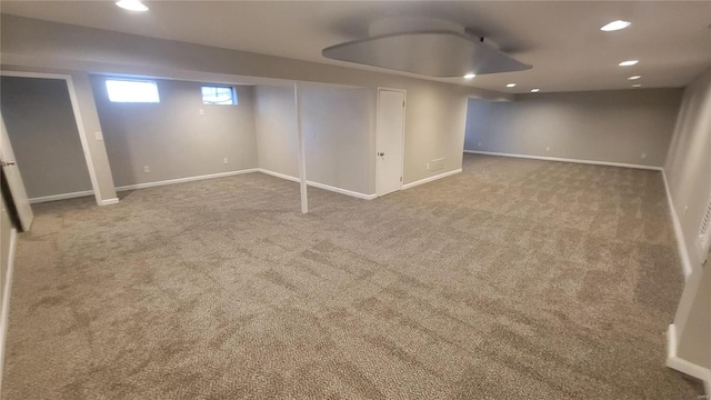 basement featuring carpet