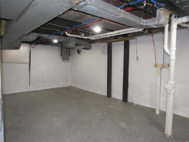 basement with electric panel